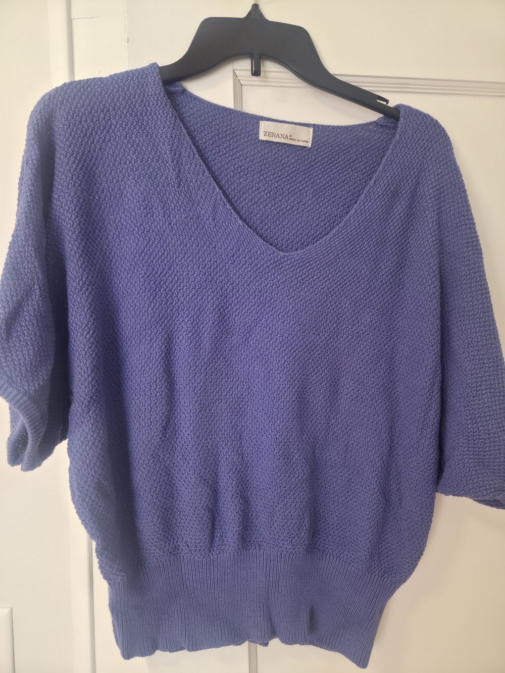 Zenana Outfitters Periwinkle V-Neck Short Sleeve Sweater